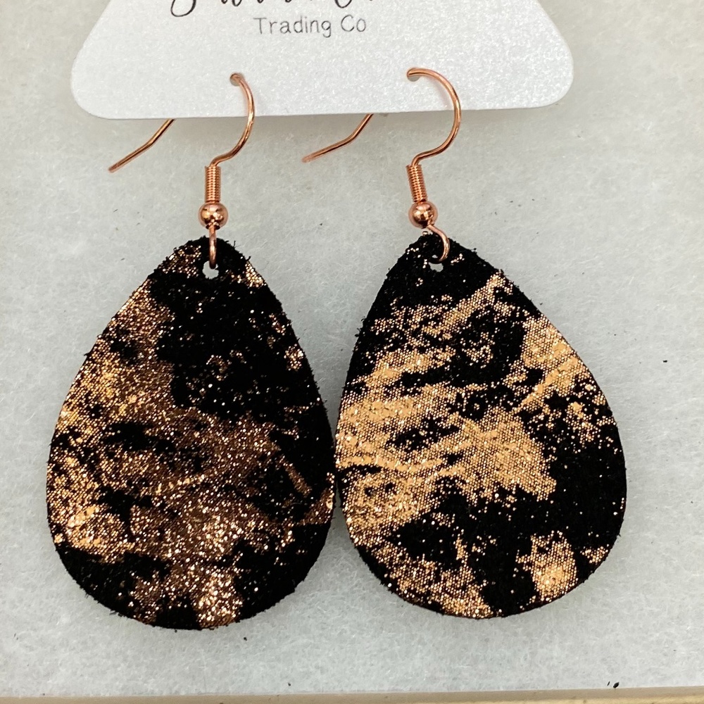 Rose Gold on Black Earrings
